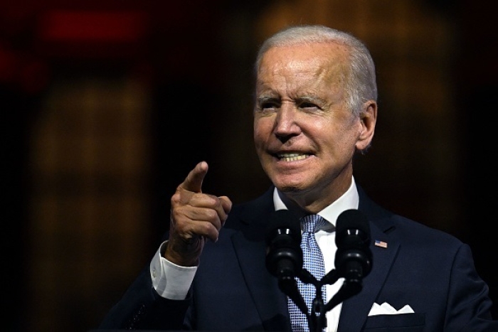 President Joe Biden speaks about the soul of the nation in Philadelphia, Pennsylvania, on September 1, 2022. (Photo by JIM WATSON/AFP via Getty Images)