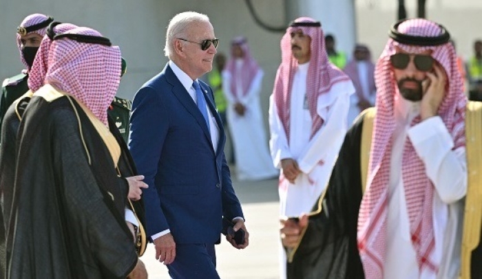 President Biden in Jeddah, Saudi Arabia last July. (Photo by Mandel Ngan / Pool / AFP via Getty Images)