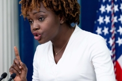 White House Press Secretary Karine Jean-Pierre speaks during the daily briefing in the Brady Briefing Room of the White House in Washington, DC, on September 16, 2022. (Photo by SAUL LOEB/AFP via Getty Images)