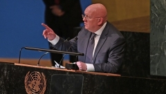 Russian Ambassador to the U.N. Vassily Nebenzia. (Photo by Andrea Renault / AFP via Getty Images)
