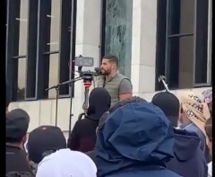 Hasan Shami speaks outside the Henry Ford Centennial Library in Dearborn, Mich., Sept. 25, 2022.  (Twitter)  