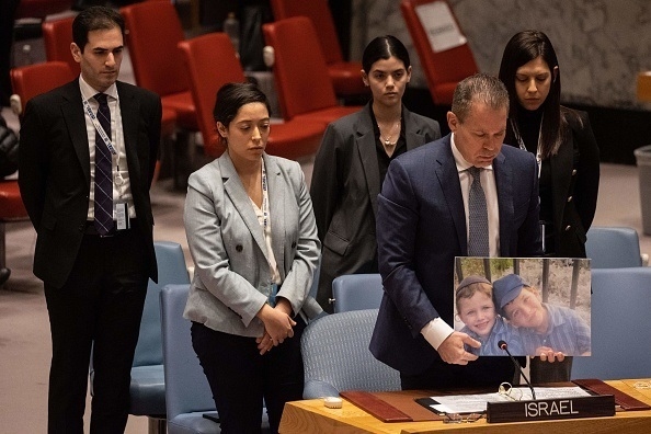 NextImg:Israel’s U.N. Envoy Marks Silence for Terror Victims, Including Two Small Boys; No One Else Stands